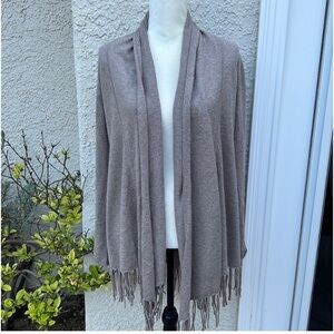 Acrobat Women's Beige Cashmere/Silk Fringe  Cardigan Sweater Size M